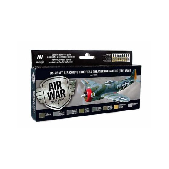 Vallejo Model Air Paint Set Paint US Air Corps ETO WWII 71.182 Vallejo Model Air Paint Set Paint US Air Corps ETO WWII 71.182