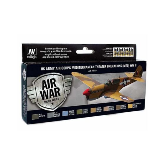 Vallejo Model Air Paint Set Paint US Air Corps MTO WWII 71.183 Vallejo Model Air Paint Set Paint US Air Corps MTO WWII 71.183