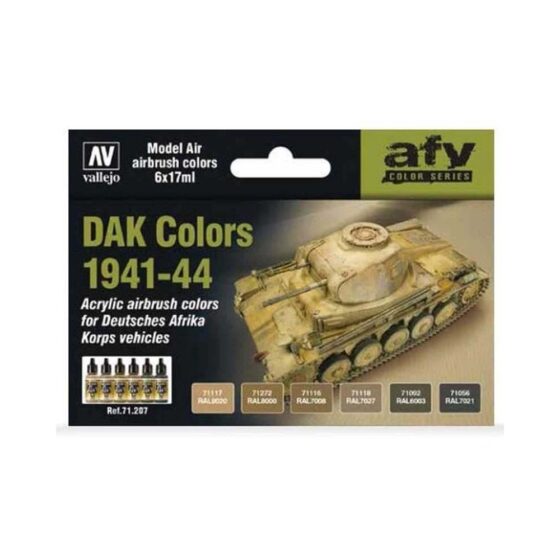 Vallejo Model Air Paint Set DAK Colors 1941-1944 71.207 Vallejo Model Air Paint Set DAK Colors 1941-1944 71.207