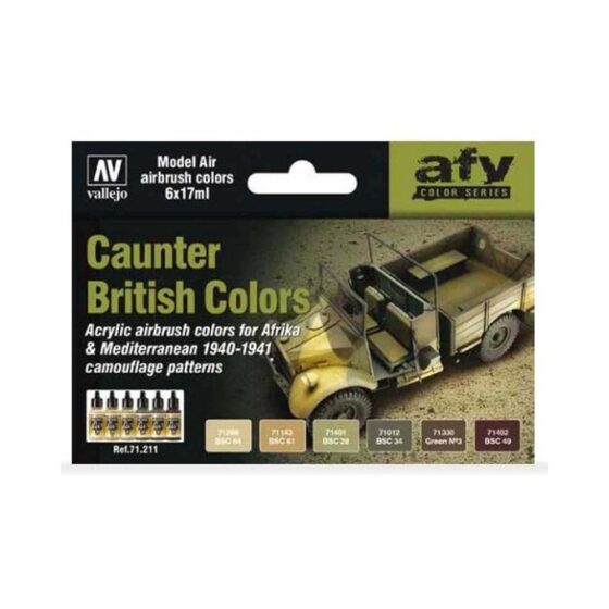 Vallejo Model Air Paint Set British Caunter Colors 1940-41 71.211 Vallejo Model Air Paint Set British Caunter Colors 1940-41 71.211