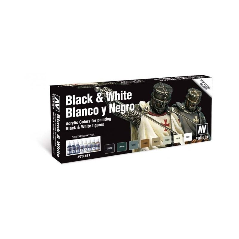 Vallejo Black and White Paint Set 70.151