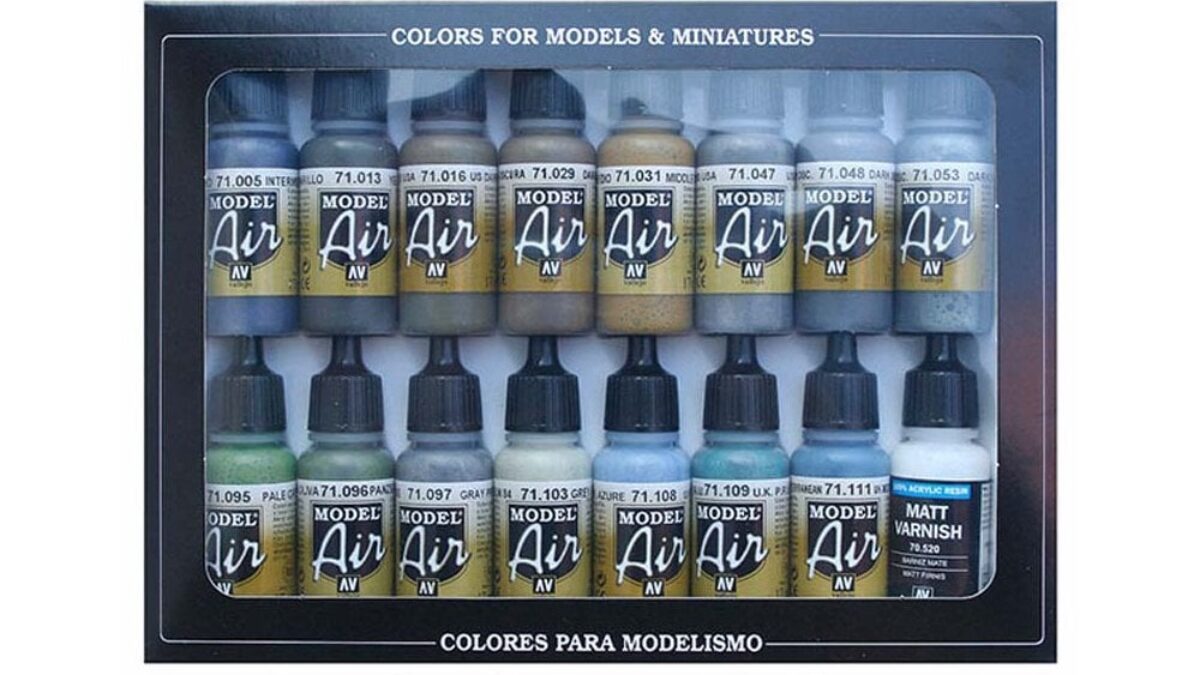 Vallejo Model Air RAF Set 71163 - WWII RAF Desert Colors, 8-Paint Set For Airbrush & Model Painting