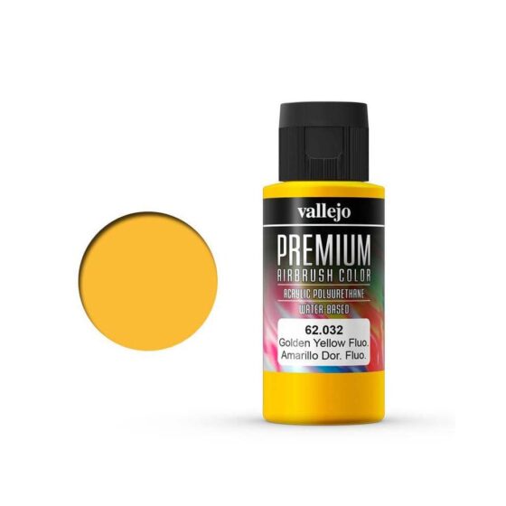 Vallejo Premium Airbrush Color Yellow Fluorescent (60ml) 62.032 Vallejo Premium Airbrush Color Yellow Fluorescent (60ml) 62.032