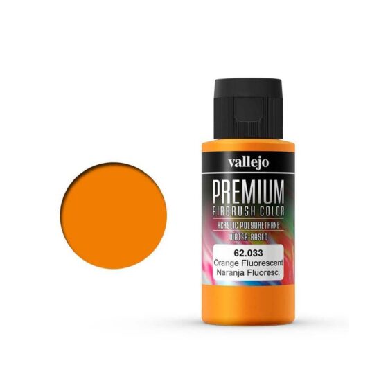 Vallejo Premium Airbrush Color Orange Fluorescent (60ml) 62.033 Vallejo Premium Airbrush Color Orange Fluorescent (60ml) 62.033