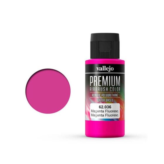 Vallejo Premium Airbrush Color Magenta Fluorescent (60ml) 62.036 Vallejo Premium Airbrush Color Magenta Fluorescent (60ml) 62.036