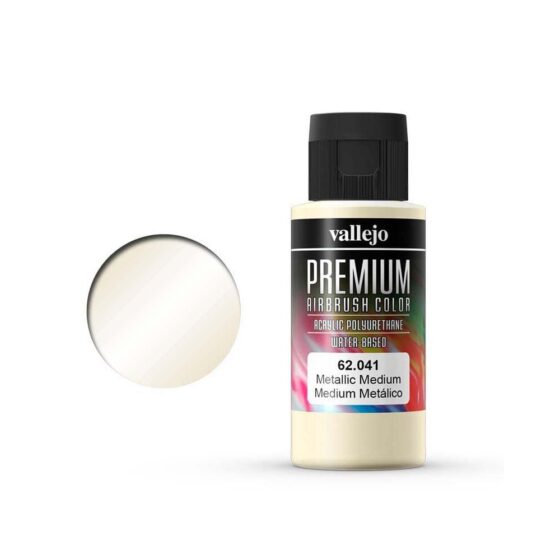 Vallejo Premium Airbrush Color Metallic Medium (60ml) 62.041 Vallejo Premium Airbrush Color Metallic Medium (60ml) 62.041