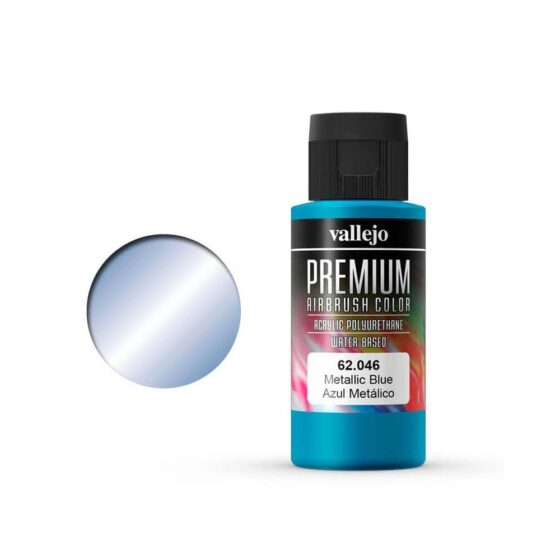 Vallejo Premium Airbrush Color Metallic Blue (60ml) 62.046 Vallejo Premium Airbrush Color Metallic Blue (60ml) 62.046