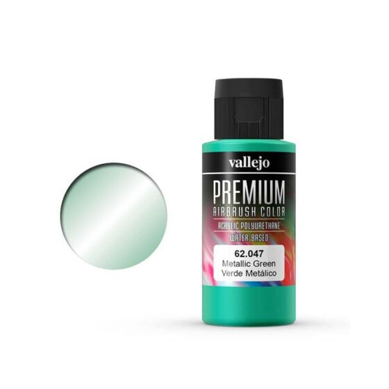 Vallejo Premium Airbrush Color Metallic Green (60ml) 62.047 Vallejo Premium Airbrush Color Metallic Green (60ml) 62.047