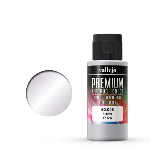 Vallejo Premium Airbrush Color Silver (60ml) 62.048 Vallejo Premium Airbrush Color Silver (60ml) 62.048