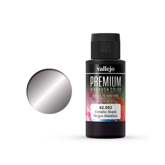 Vallejo Premium Airbrush Color Metallic Black (60ml) 62.053 Vallejo Premium Airbrush Color Metallic Black (60ml) 62.053