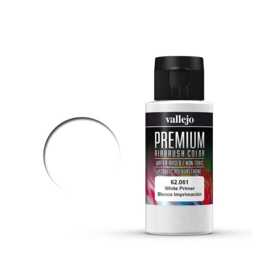 Vallejo Premium Airbrush Color White Primer (60ml) 62.061 Vallejo Premium Airbrush Color White Primer (60ml) 62.061
