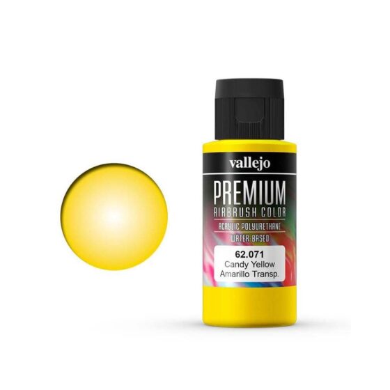 Vallejo Premium Airbrush Color Candy Yellow (60ml) 62.071 Vallejo Premium Airbrush Color Candy Yellow (60ml) 62.071