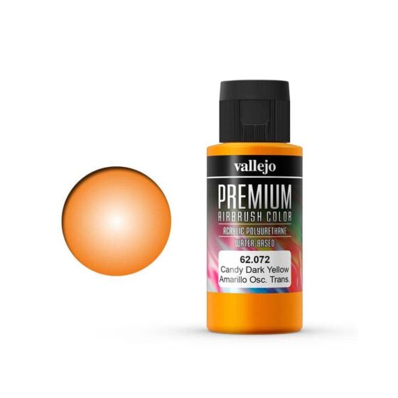 Vallejo Premium Airbrush Color Candy Dark Yellow (60ml) 62.072 Vallejo Premium Airbrush Color Candy Dark Yellow (60ml) 62.072