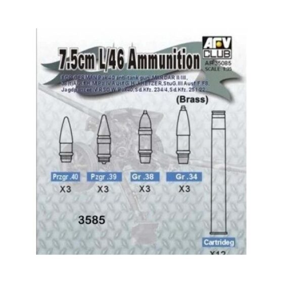 AFV Club 7.5cm L/46 Ammunition (1/35) AF35085 AFV Club 7.5cm L/46 Ammunition (1/35) AF35085