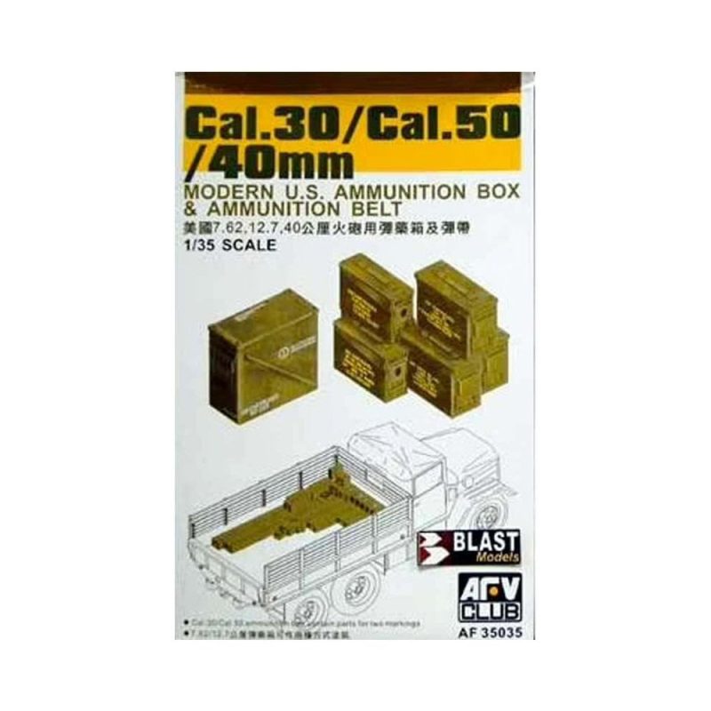 AFV Club Cal .30/.50 40mm Ammo Box (1/35) AF35035 AFV Club Cal .30/.50 40mm Ammo Box (1/35) AF35035