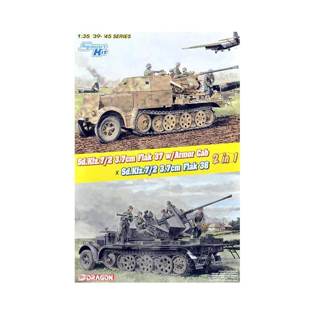 Dragon Sd.Kfz.7/2 3.7cm Flak37 w/Armored Cab x Sd.Kfz.7/2 3.7cm Flak36 (1/35) 6953 Dragon Sd.Kfz.7/2 3.7cm Flak37 w/Armored Cab x Sd.Kfz.7/2 3.7cm Flak36 (1/35) 6953