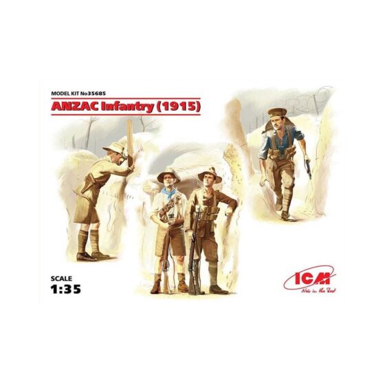 1/35 ANZAC Infantry (1915) 4 Figs ICM 35685 1/35 ANZAC Infantry (1915) 4 Figs ICM 35685