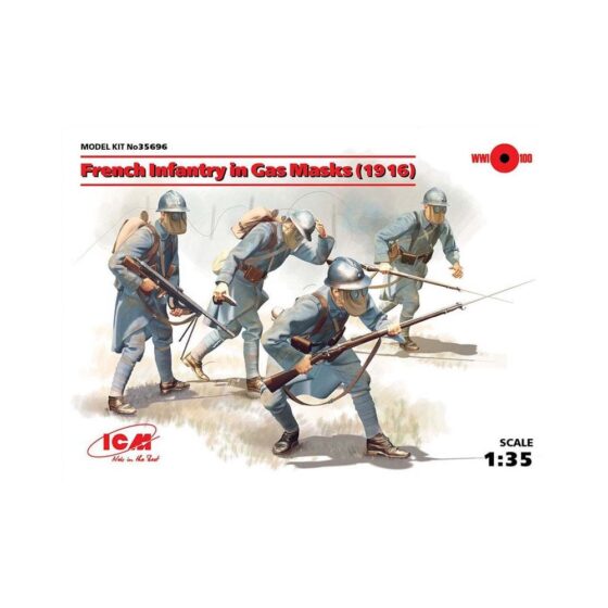 1/35 French Infantry in Gas Masks (1918) 4 Figs ICM 35696