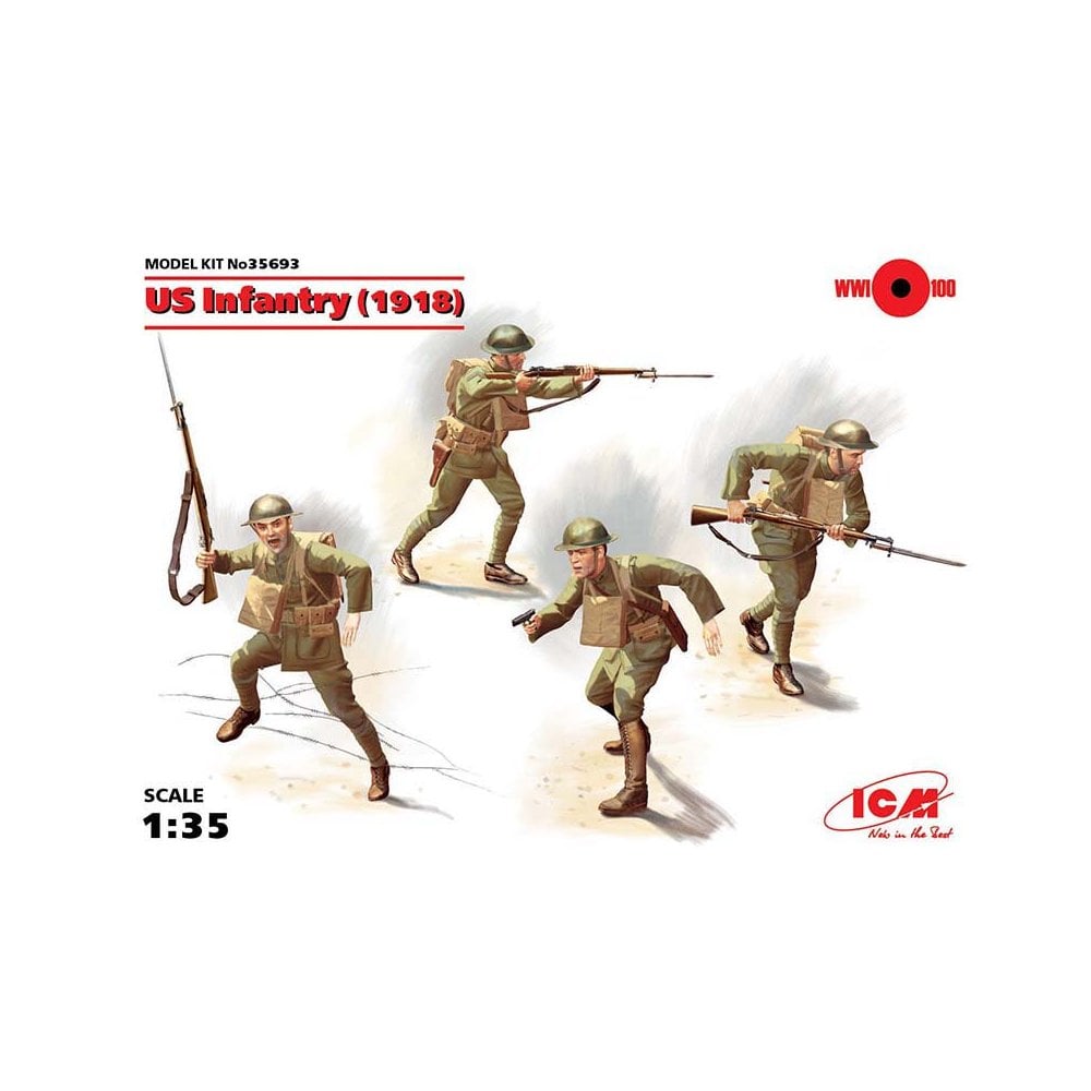 1/35 US Infantry (1918) 4 Figs ICM 35693 1/35 US Infantry (1918) 4 Figs ICM 35693