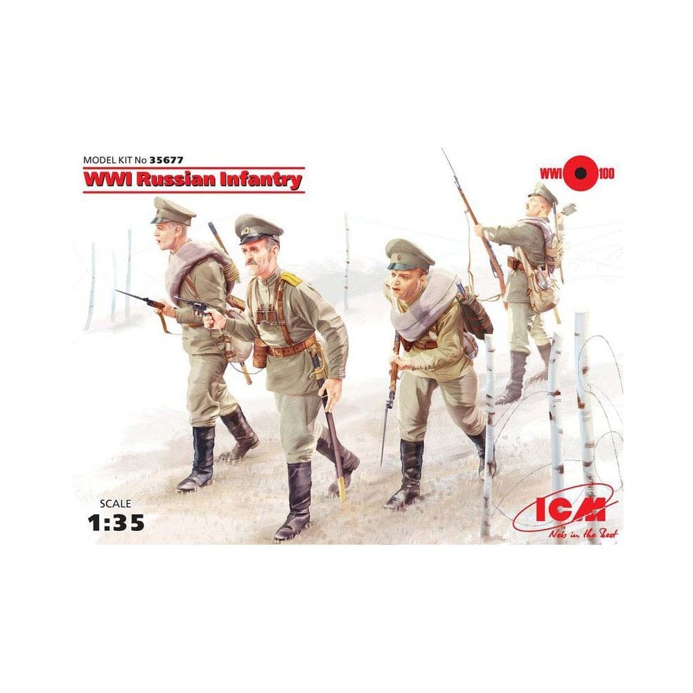 1/35 WWI Russian Infantry 4 Figs ICM 35677 1/35 WWI Russian Infantry 4 Figs ICM 35677