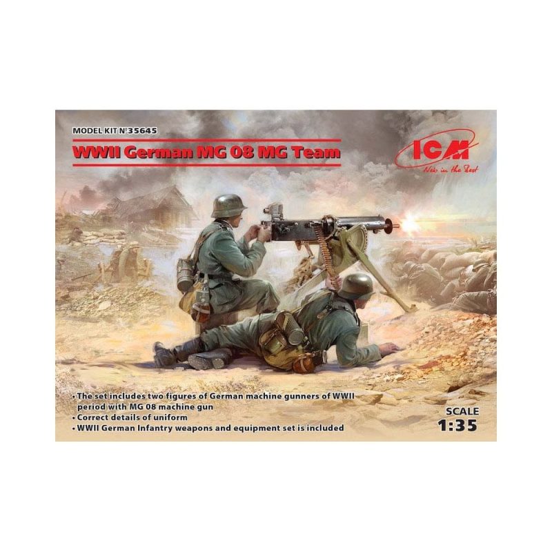 1/35 WWII German MG08 MG Team 2 Figs ICM 35645