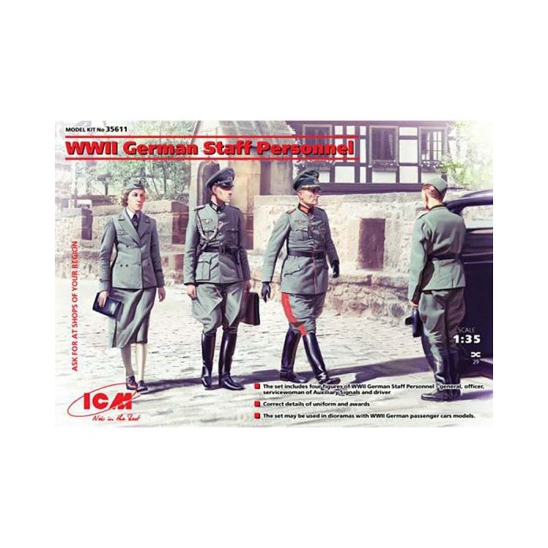 1/35 WWII German Staff Personnel 4 Figs ICM 35611