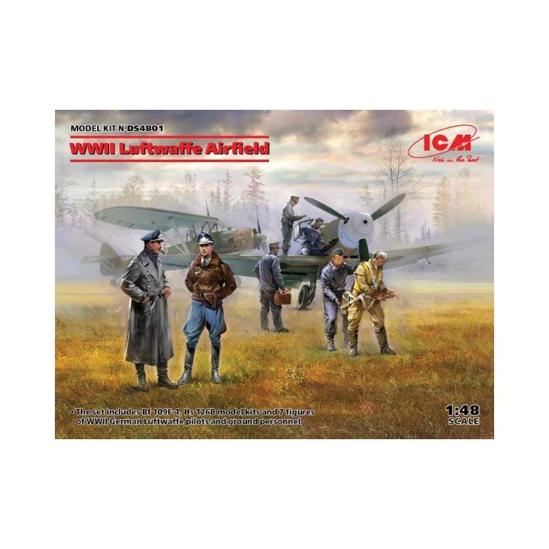 1/48 WWII Luftwaffe Airfield (2 Aircraft & Pilots) ICM DS4801
