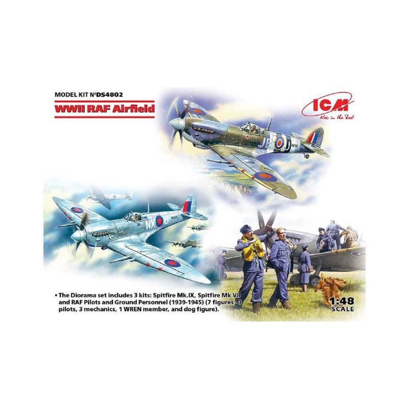 1/48 WWII RAF Airfield Spitfire Mk.IX & Mk VI & Crew ICM DS4802