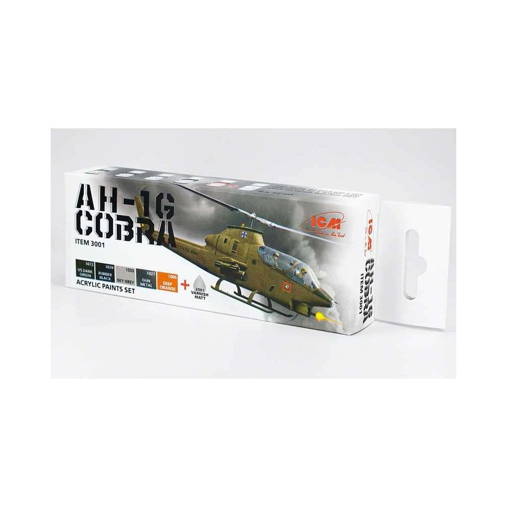 Paint Set for ICM32060 Bell AH-1G Cobra (early production) ICM 3001 Paint Set for ICM32060 Bell AH-1G Cobra (early production) ICM 3001
