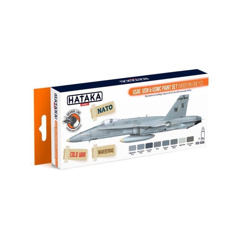 Hataka Orange Line Paint Set - USN & Usmc Modern Greys HTK-CS44