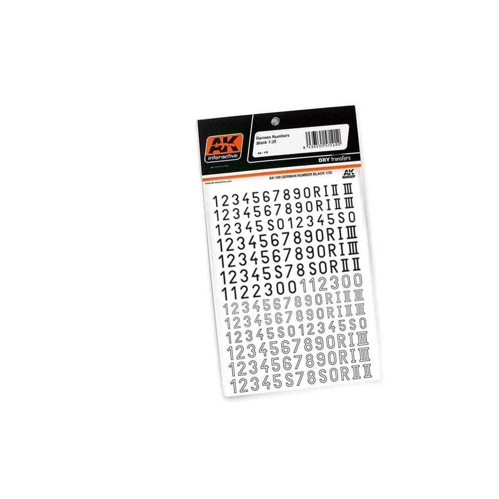 AK Interactive German Number Black Transfers (1/35) AK-109 AK Interactive German Number Black Transfers (1/35) AK-109