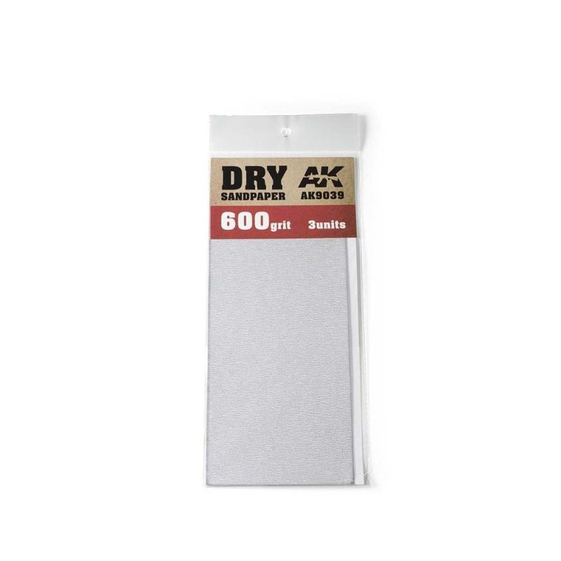 AK Interactive Dry Sandpaper 600 Grit (3pk) AK-9039