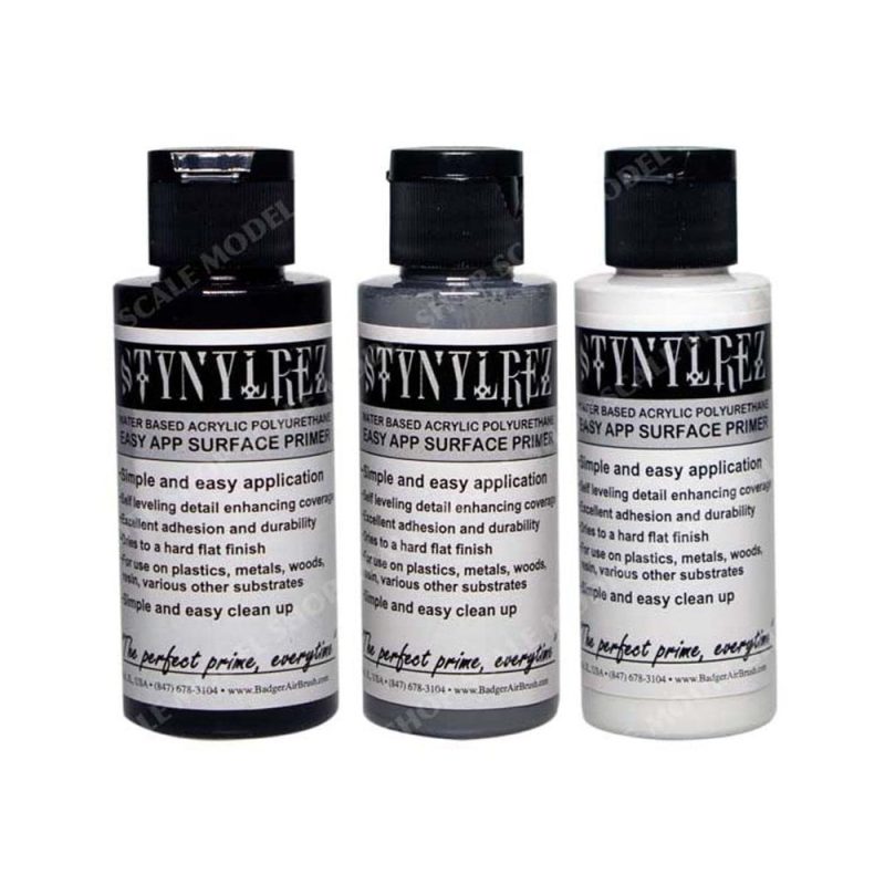 60ml Stynylrez 3 Pack Grey, White, Black Primers Badger SNR-210 60ml Stynylrez 3 Pack Grey, White, Black Primers Badger SNR-210