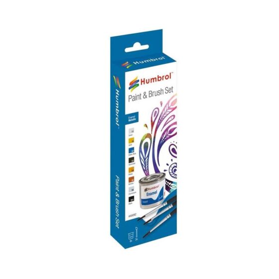 Humbrol Enamel Paint and Brush Metallic Set AA9062 Humbrol Enamel Paint and Brush Metallic Set AA9062