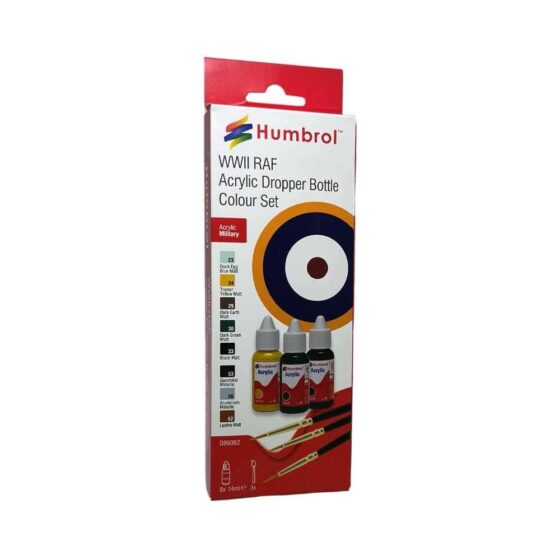 Humbrol Acrylic Paint & Brush RAF WWII Colours Set DB9062 Humbrol Acrylic Paint & Brush RAF WWII Colours Set DB9062