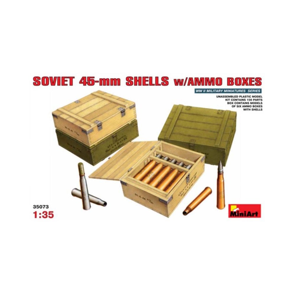 Miniart Soviet 45mm Shells with Ammo Boxes (1/35) 35073 Miniart Soviet 45mm Shells with Ammo Boxes (1/35) 35073