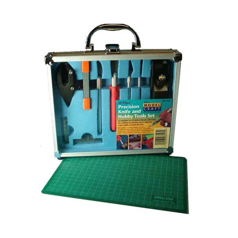 50pc Knife and Tool Set Free Cutting Mat Modelcraft PKN1050/CM