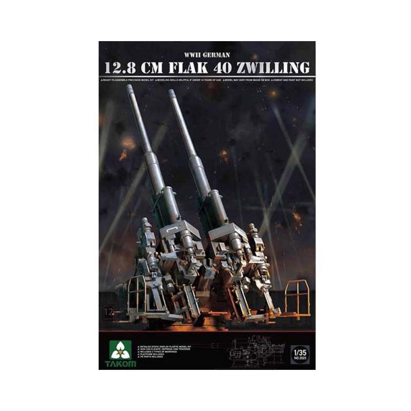 1/35 WWII German 12.8cm FlaK 40 Zwilling Takom 02023
