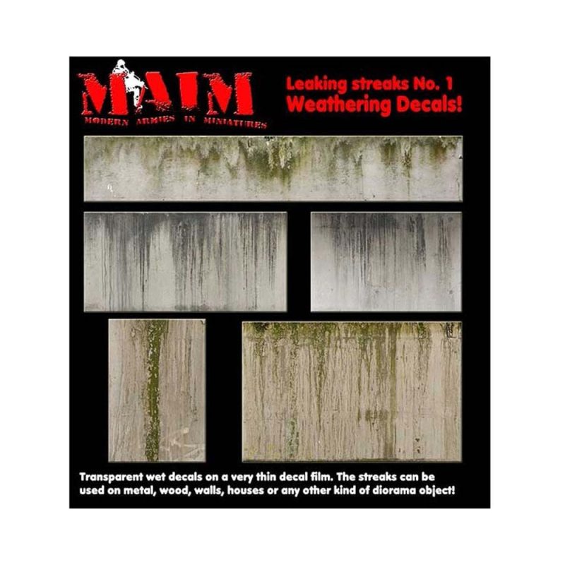 1/35 Leaking Streaks No.1 Weathering Decals Modern Armies in Miniatures MAIM35136 1/35 Leaking Streaks No.1 Weathering Decals Modern Armies in Miniatures MAIM35136