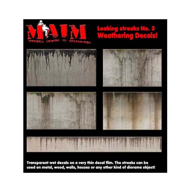 1/35 Leaking Streaks No3 Weathering Decals Modern Armies in Miniatures MAIM35139 1/35 Leaking Streaks No3 Weathering Decals Modern Armies in Miniatures MAIM35139