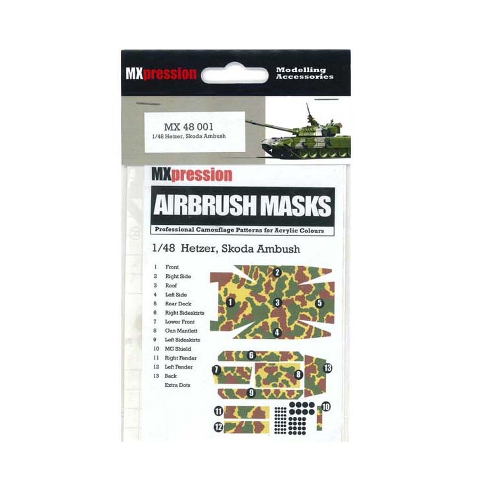 1/48 Hetzer Skoda Ambush Airbrush Mask MXpressions MX48001 1/48 Hetzer Skoda Ambush Airbrush Mask MXpressions MX48001