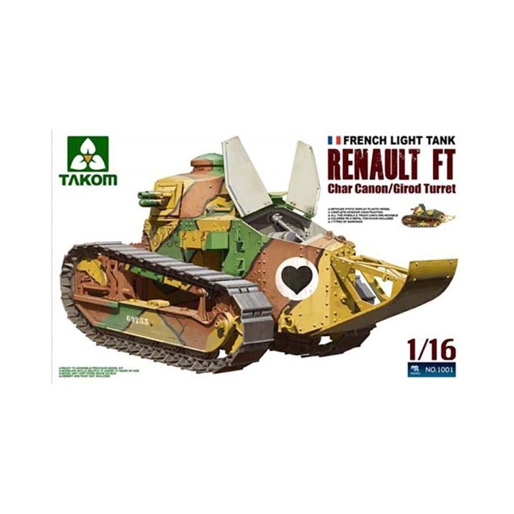 1/16 Renault FT Char w/ Girod Turret & 37mm Canon Takom 01001 1/16 Renault FT Char w/ Girod Turret & 37mm Canon Takom 01001