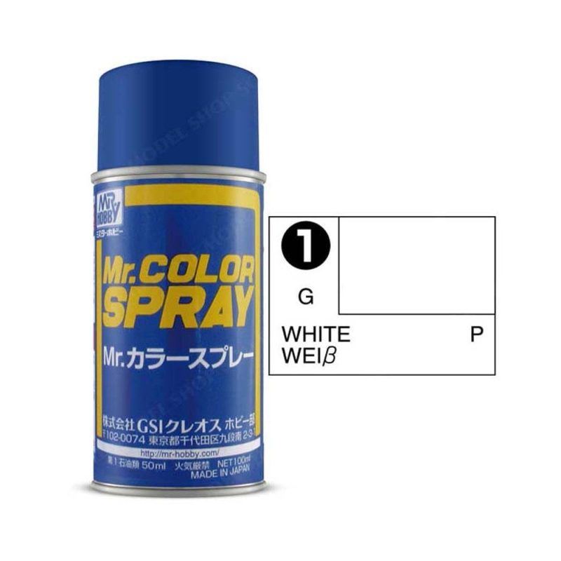 100ml White Mr Color Spray S-001 100ml White Mr Color Spray S-001