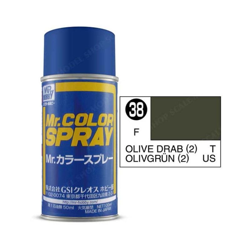 100ml Olive Drab (2) Mr Color Spray S-038