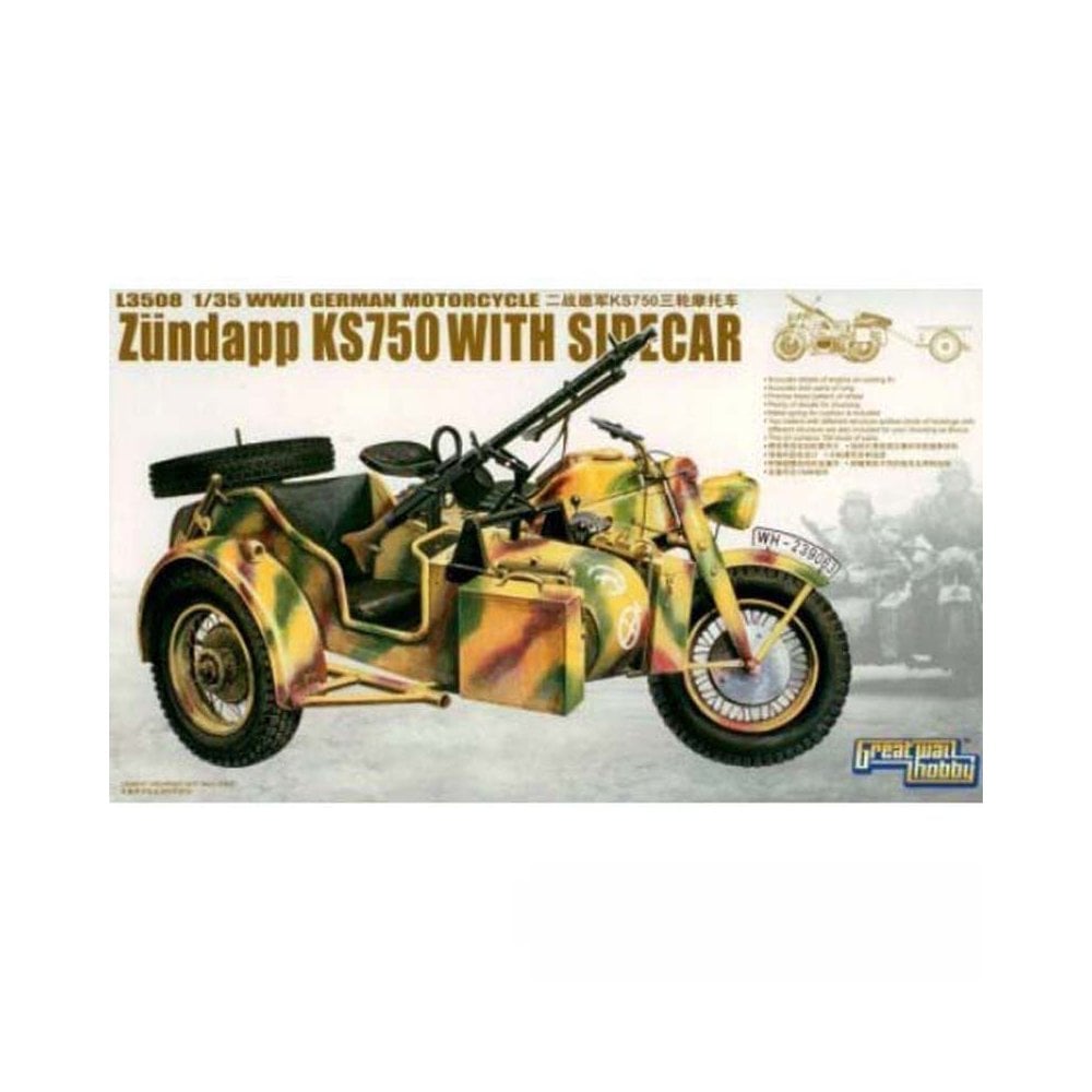 1/35 WWII German Zundapp KS 750 With Sidecar Great Wall Hobby L3508 1/35 WWII German Zundapp KS 750 With Sidecar Great Wall Hobby L3508