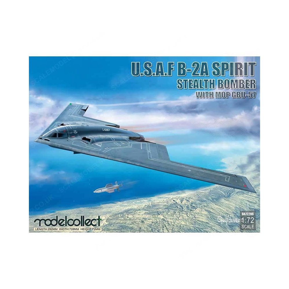 1/72 USAF B-2A Spirit Stealth Bomber GBU-57 Model Collect UA72206 1/72 USAF B-2A Spirit Stealth Bomber GBU-57 Model Collect UA72206