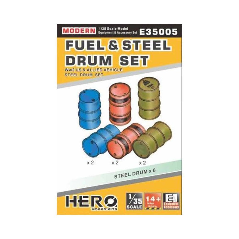 1/35 US & Allied Fuel and Steel Drum Set Hero Hobby Kits E35005 1/35 US & Allied Fuel and Steel Drum Set Hero Hobby Kits E35005