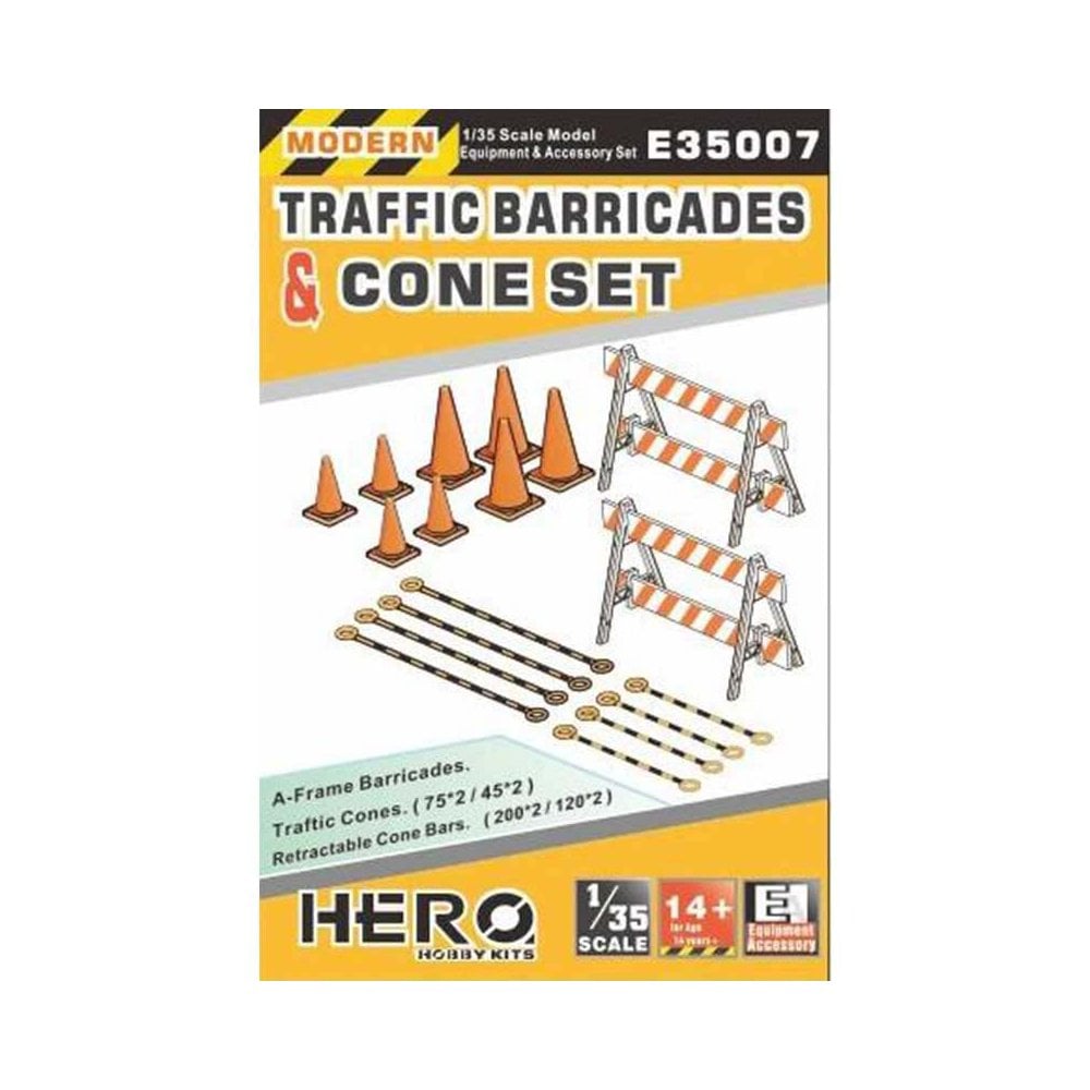 1/35 Traffic Barricades and Cone Set Hero Hobby Kits E35007 1/35 Traffic Barricades and Cone Set Hero Hobby Kits E35007