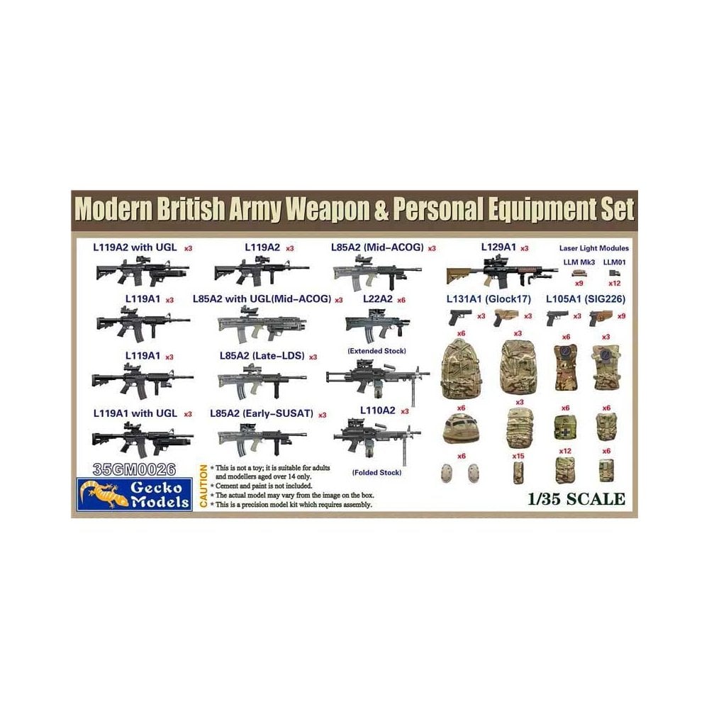 Gecko Models British Army Weapon & Personal Equipment Set (1/35) 35GM0026 Gecko Models British Army Weapon & Personal Equipment Set (1/35) 35GM0026