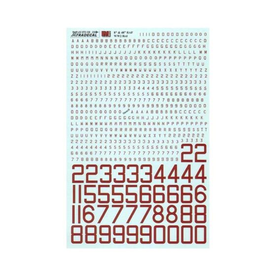 1/72 RAF WWII Red 8' serial letters and numbers Xtradecal X72126 1/72 RAF WWII Red 8' serial letters and numbers Xtradecal X72126